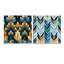 Or et bleu à motif de chevrons splendide - ensemble abstrait d'art mural en verre acrylique sur 2-103928381