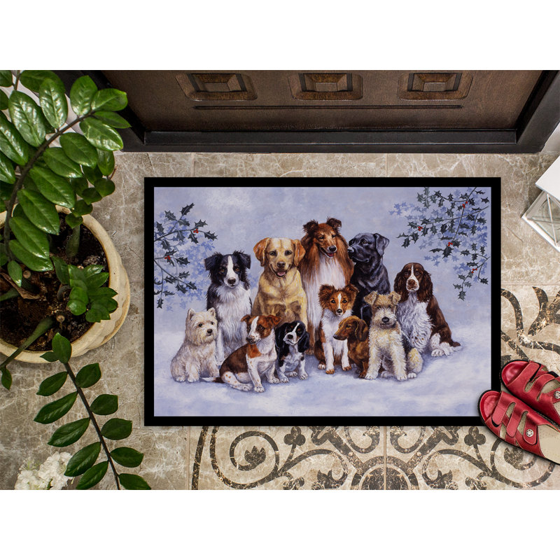Tapis de porte antidérapant Winter Dogs, Rectangle 2 pi x 3 pi
