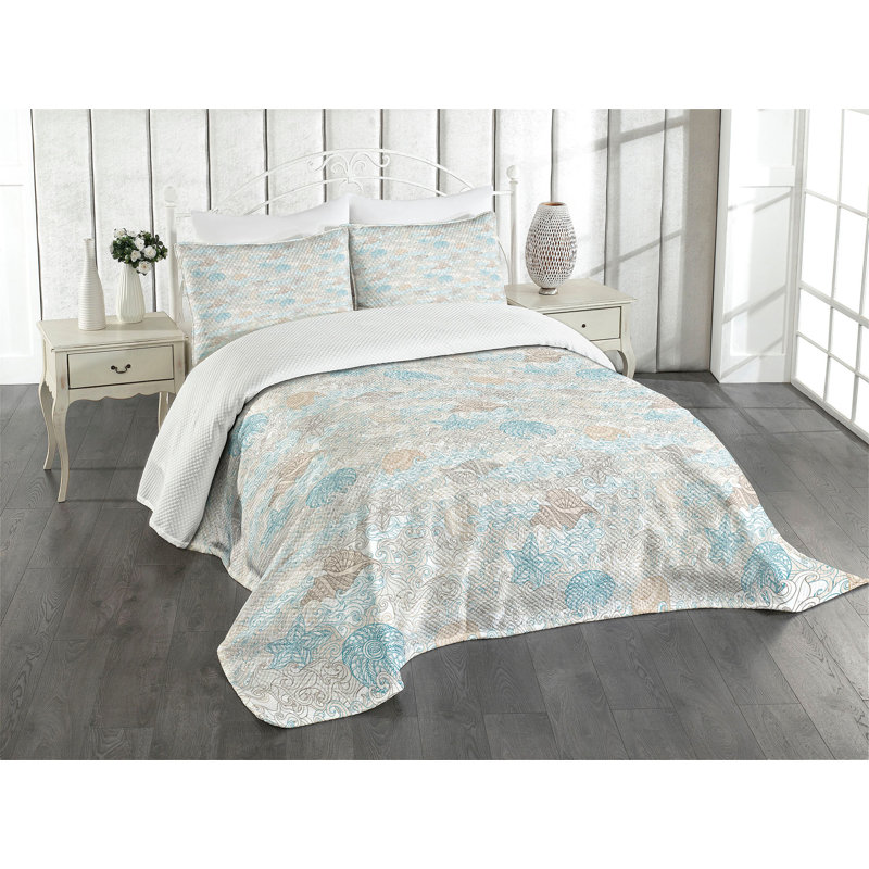 King White Quilted Bedspread Set with Pillow Shams