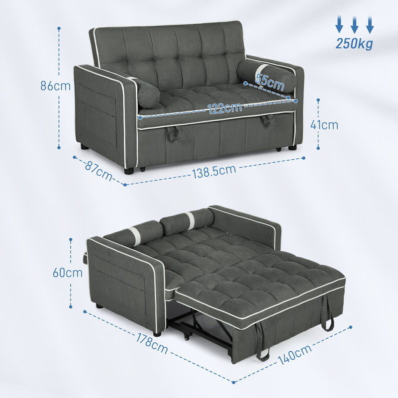 Seila 2 Seater Linen Sofa Bed