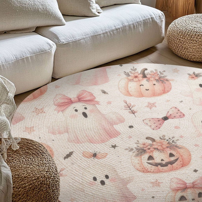Tapis tressé Ghostly Gourd Parade, Rond 5 pi
