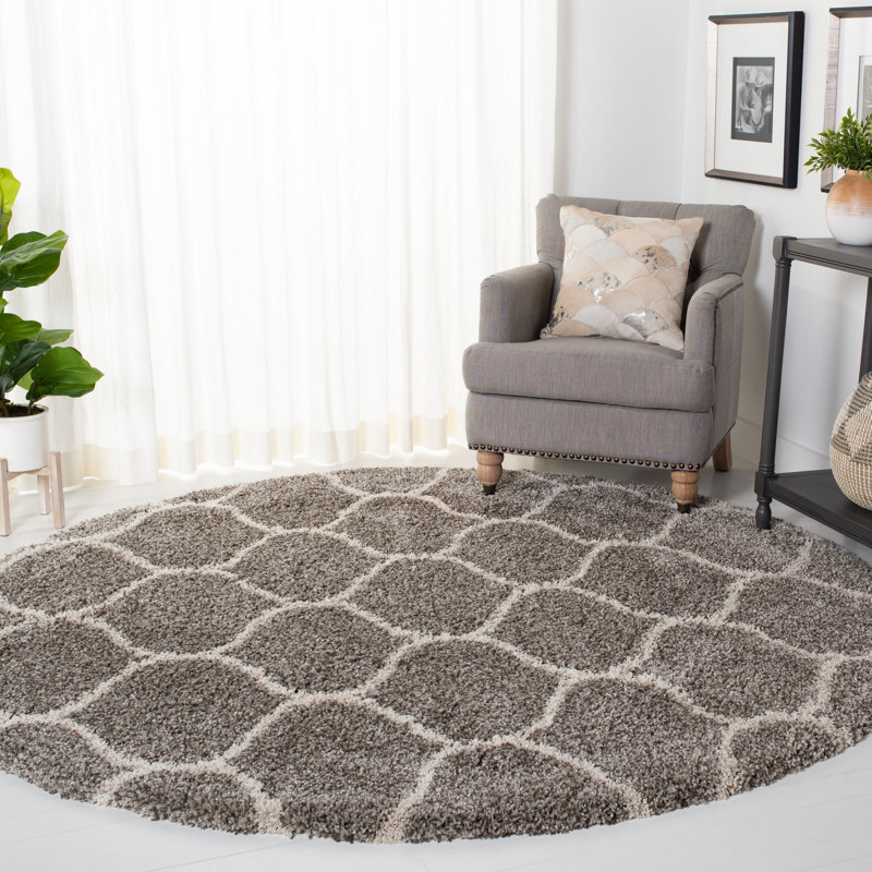 Darrold Shag Performance Geometric Rug, Round 5'3"