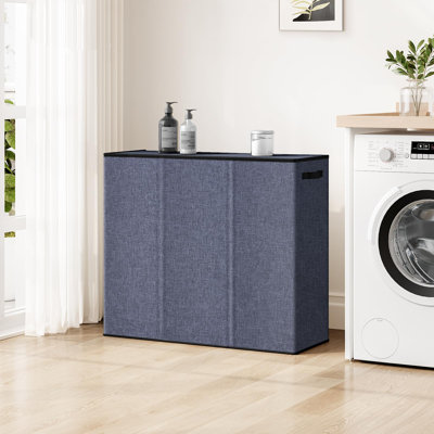 Panier à linge 180L à triple sac avec couvercle