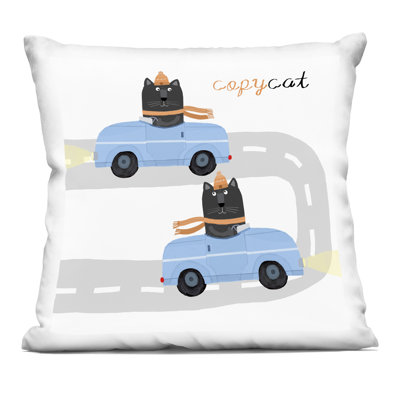 Copycat Kittens in Scarves Decorative Printed Throw Pillow, design by Carla Daly