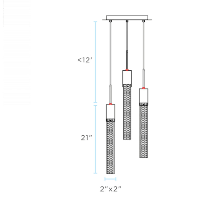 Luminaire suspendu cylindrique à 5 lumières Hollie