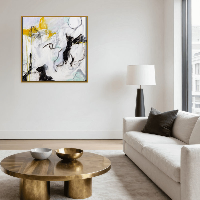 Little Black Dress Print by Patricia Schwimmer, 30" H x 30" W x 2.375" D, Framed Canvas, Gold