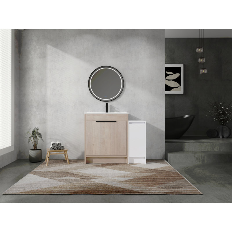 Meuble-lavabo autoportant de 42 po avec lavabo en céramique et armoires de rangement, porte à fermeture en douceur, armoire combinée 02430 + 0312, ensemble KD