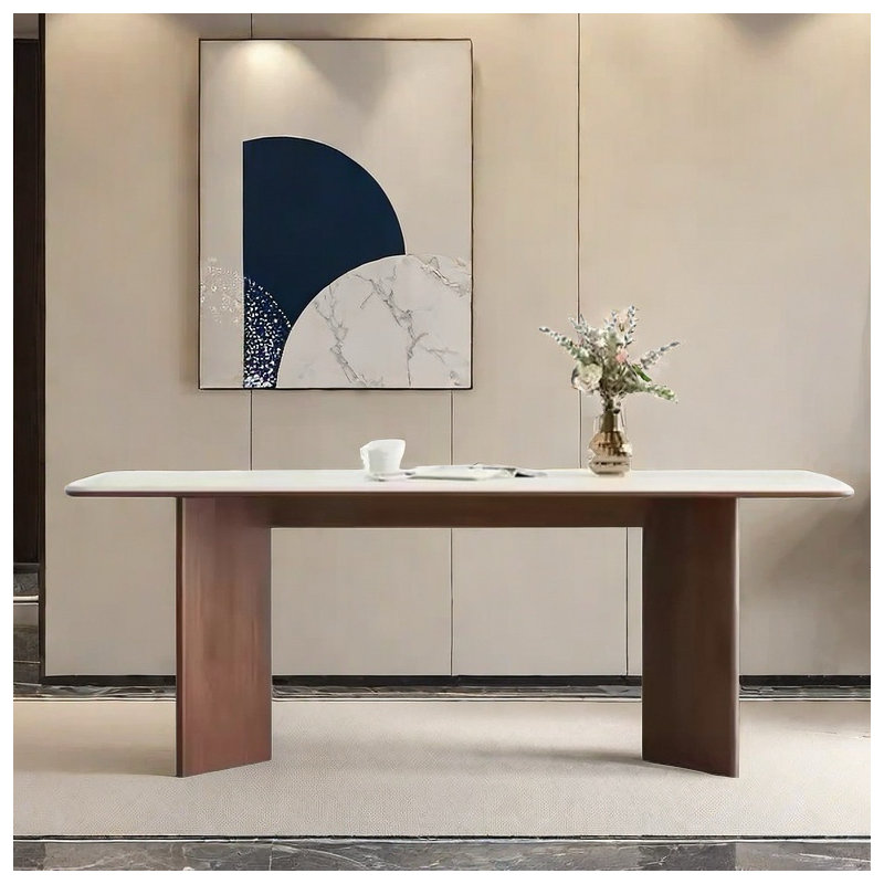 Table de salle à manger en bois massif de style crème fraîche, H 29,52 po x L 70,86 po x l 35,43 po