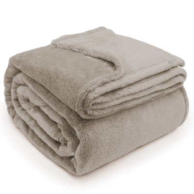 Jeté en peluche douce et moelleuse, couverture chaude et épaisse douillette pour canapé et lit, taupe, jeté XL (60 po x 70 po)