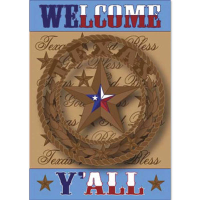 Drapeau de jardin Casey-Leigh Texas Welcome Y'all 2 côtés en polyester 3 pi 5 po x 2 pi 5 pi