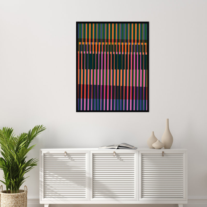 «Abstract Lines 17» par Beth Vassalo, impression sur bois encadrée, H 21 po x l 17 po, Noir