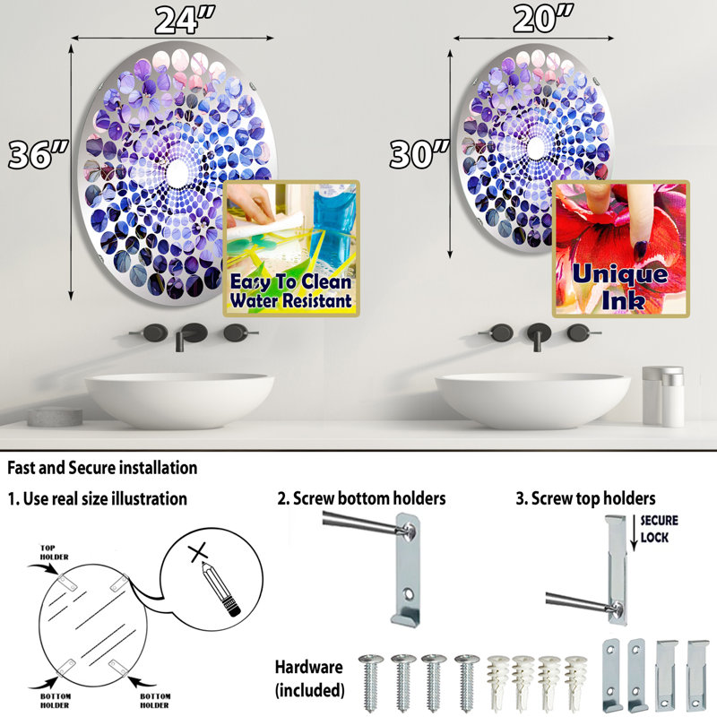 Miroir décoratif à pois Radial |, L 20 po x H 30 po