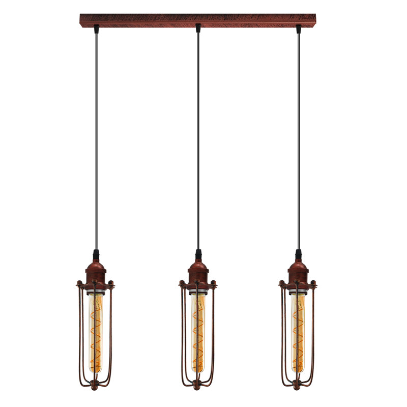 Ellayne 3 - Light Rustic Red Kitchen Island Pendant, No