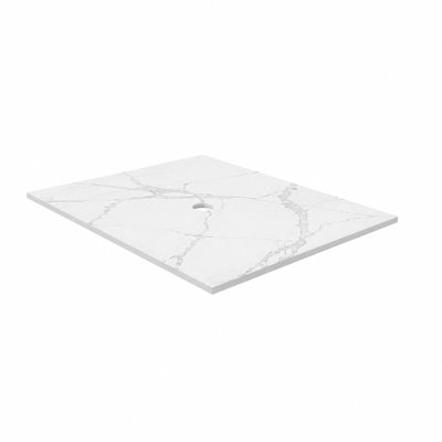 Modern 24" Solid Surface Bathroom Vanity Top for Vessel Sink - White Carrara Marble Design