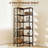 L-Shaped Bookshelf, 5-Tier Corner Bookcase, Freestanding Storage Shelf with Metal Frame for Living Room, Home Study, Rustic Brown