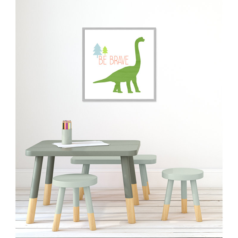 Dino Brave 1 ', art encadré, 26.5" H x 26.5" W x 1.18" D, Encadré de boîte argent
