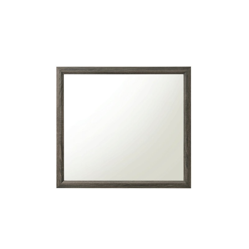 Miroir au fini gris patiné, Gris, Rectangulaire, 35 po x 39 po