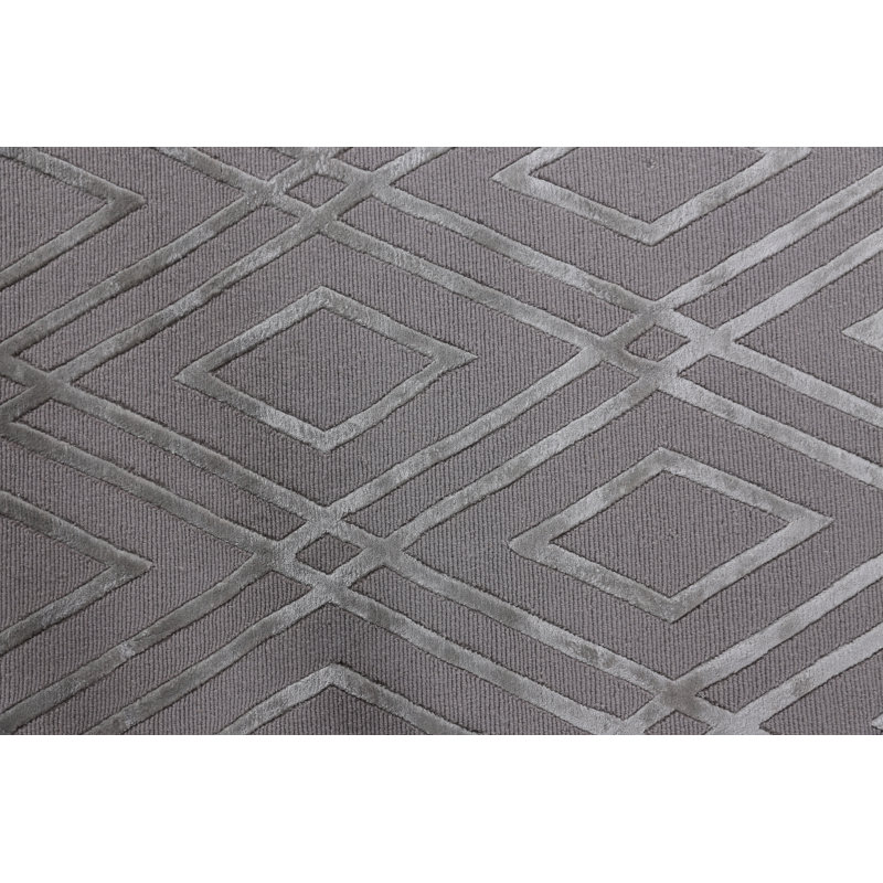 Metro-Velvet Geometric Area Rug in Silver, Rectangle 6' x 9'