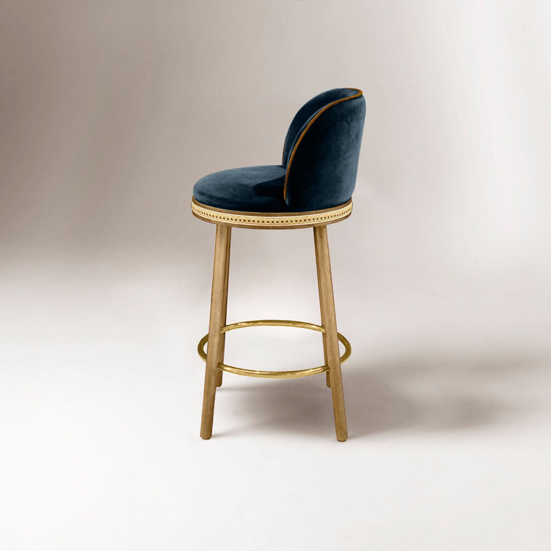 Alma Counter & Bar Stool, Bar Stool (30" Seat Height), Mediterranee, Satin Brass