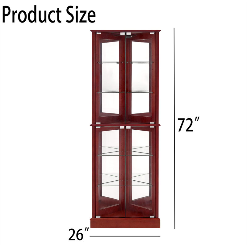 Vitrine en bois manufacturé H 72 po x l 26 po, Cerisier