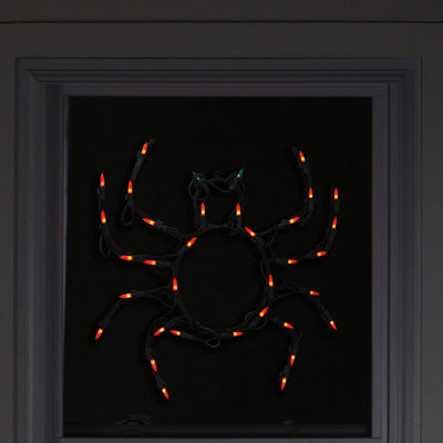15" Lighted Spider Halloween Window Silhouette Decoration