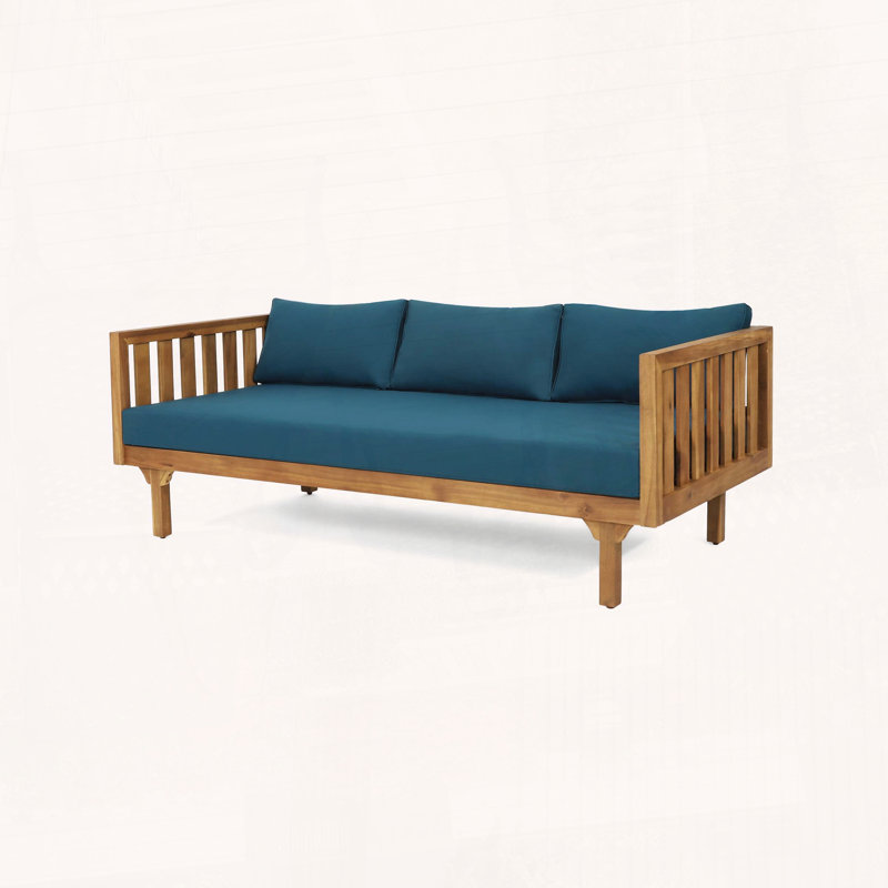 Acacia Wood Daybed with Classic Slat Paneling, Navy