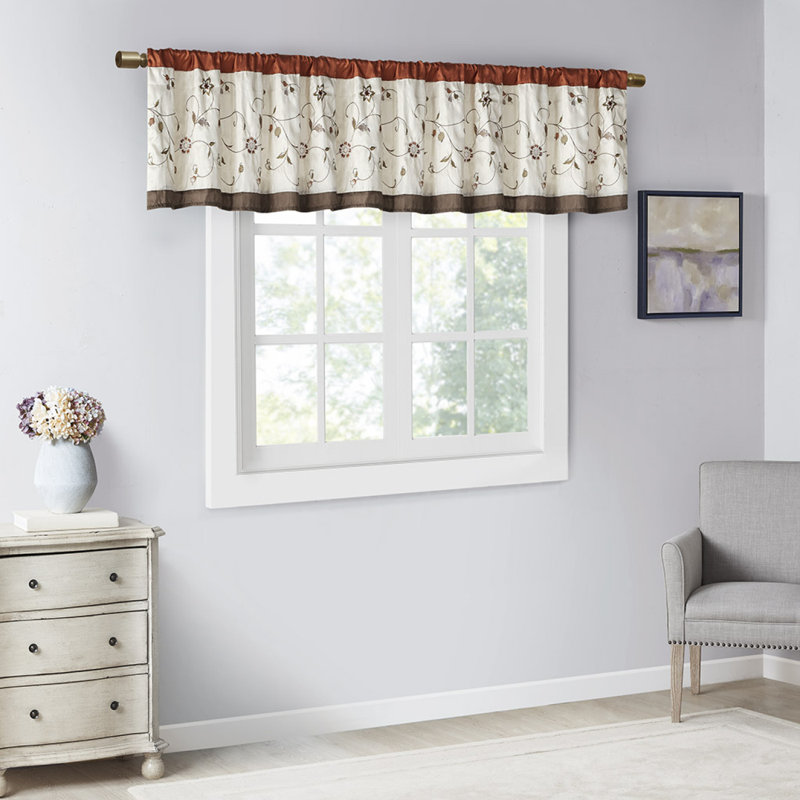 Embroidered Window Valance Spice 50X18", Spice