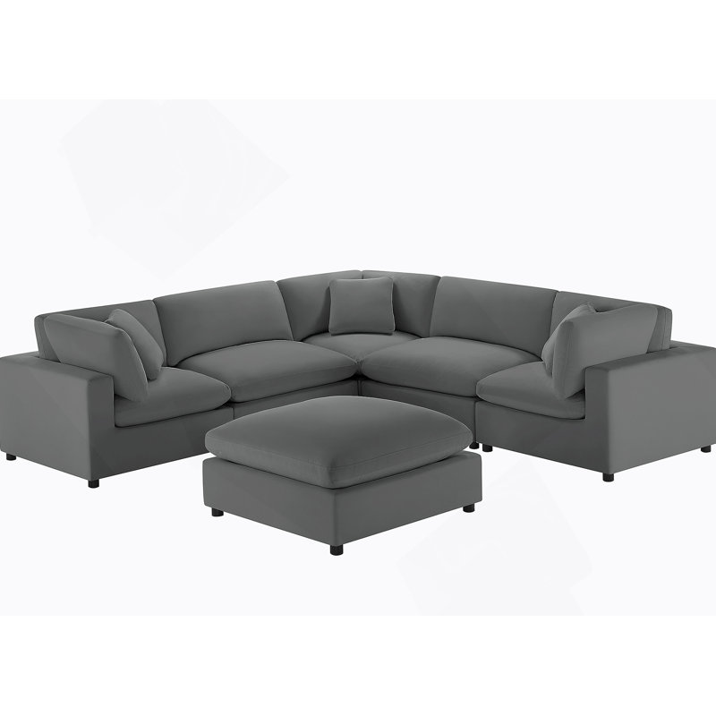Canapé modulaire 6 pièces - gris anthracite, Polyester gris