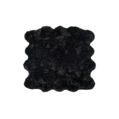 Laperle Black Faux Sheepskin Fur Area Rug