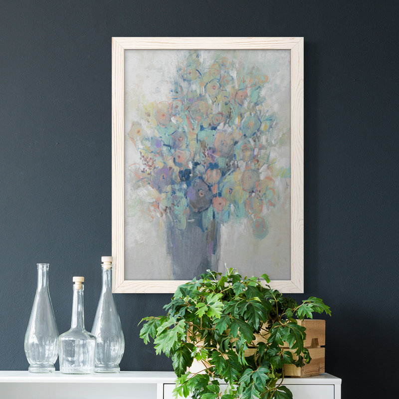 Bouquet I - Peinture sur toile encadrée, Blanc, H 32 po x l 23 po x P 1 po