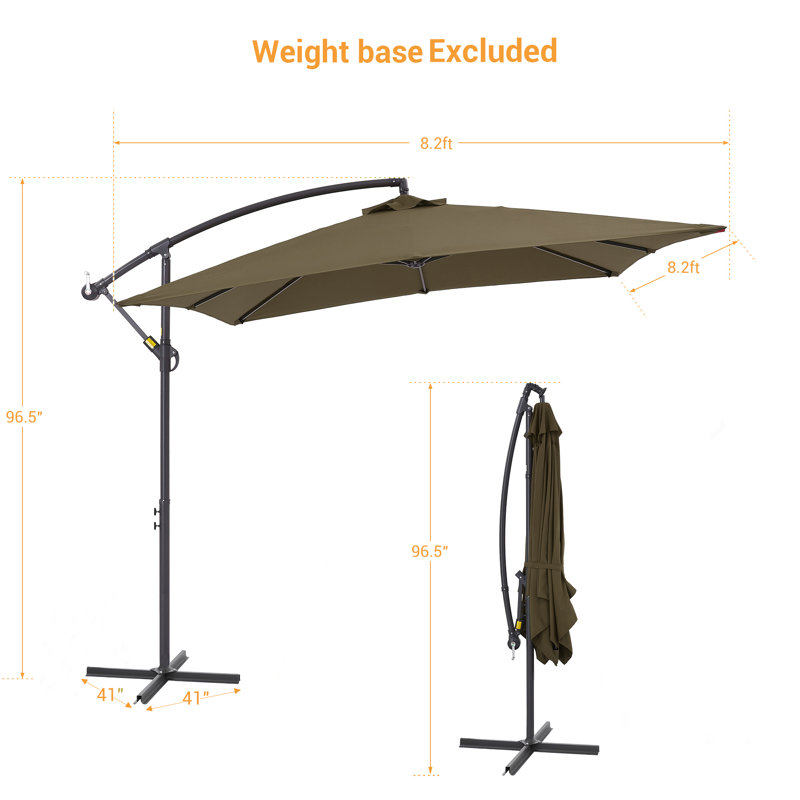Parasol carré en porte-à-faux 98,8 po Shalinda, Taupe