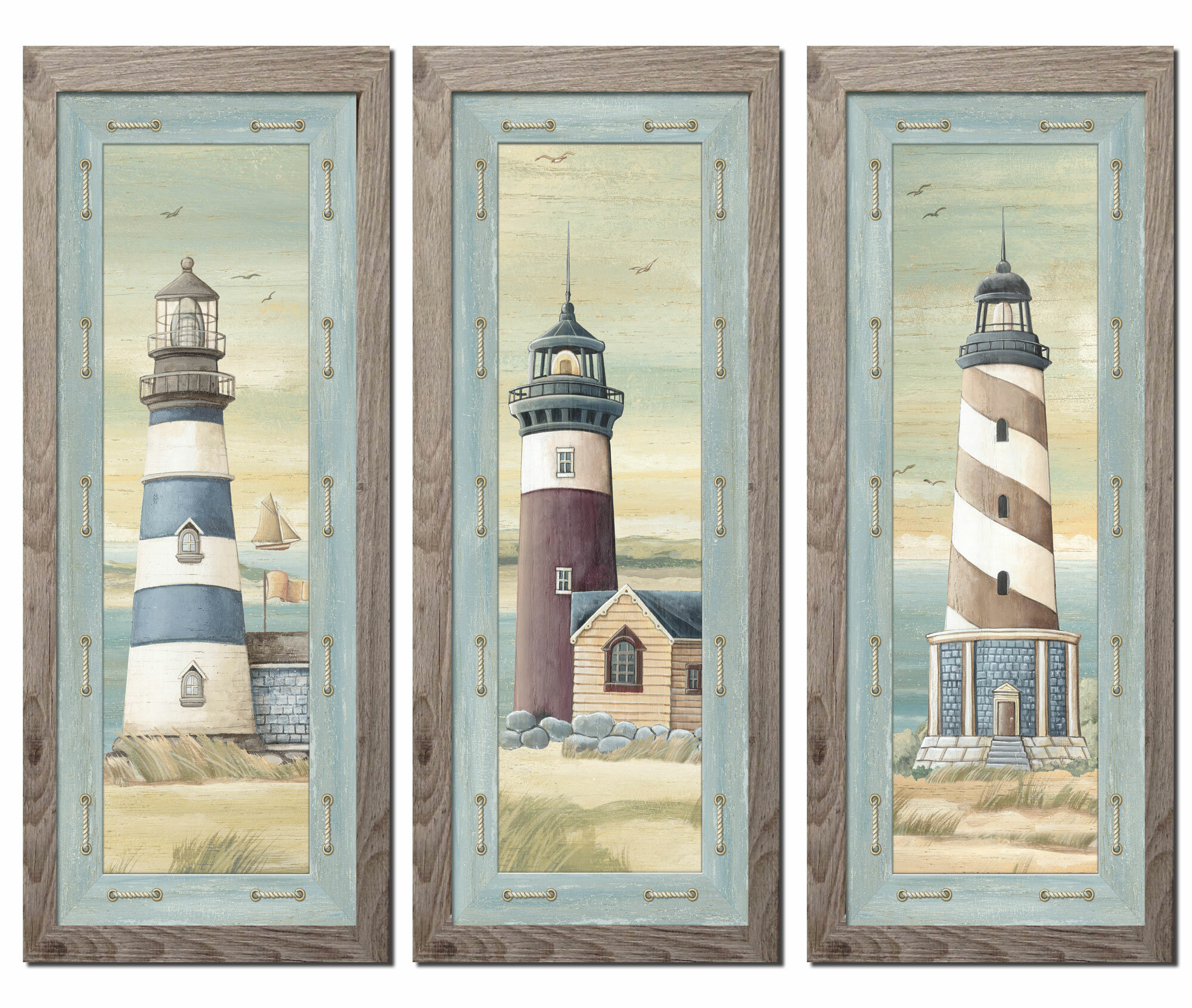 Lighthouse Nautical Sketch Personalized 3 piece Towel Set