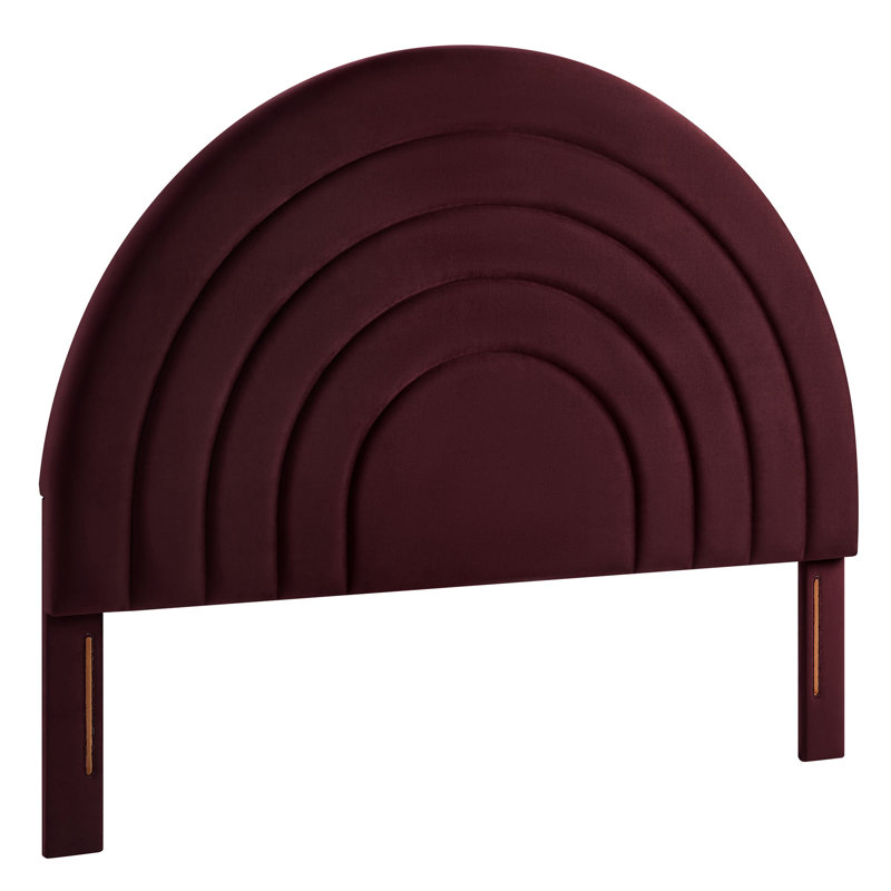 Solana Arched Performance Velvet Headboard, Mulberry, Queen