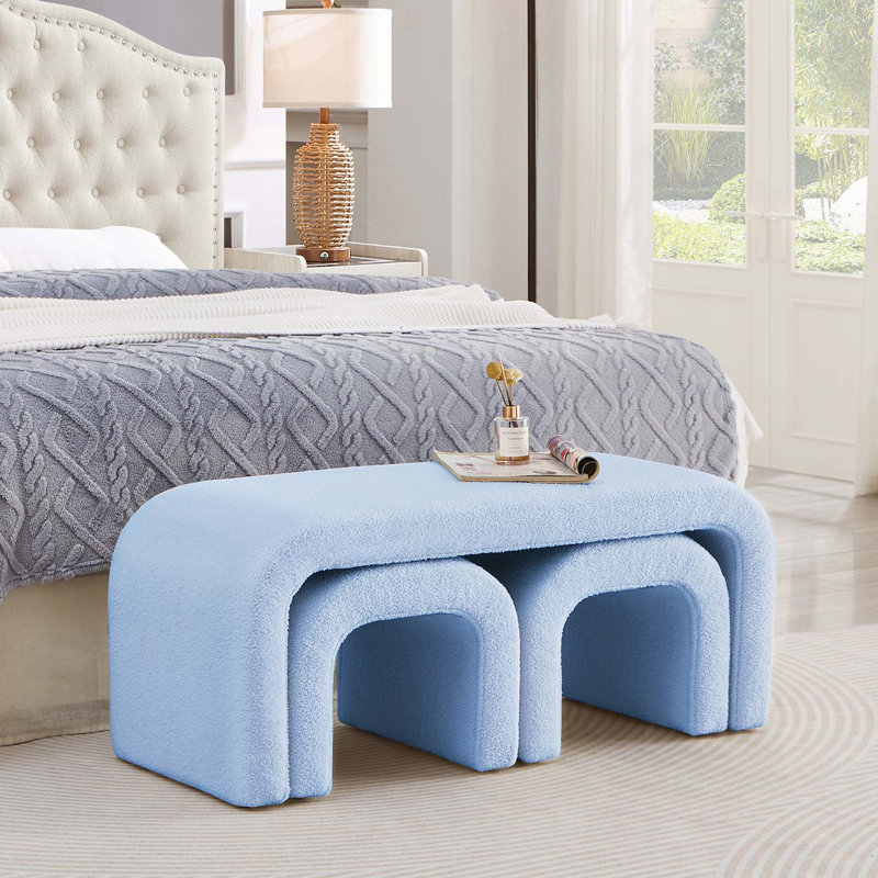 Banc 3 pièces en forme de U, Bleu clair