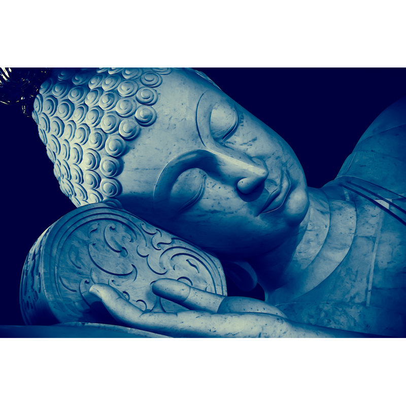 Thai Style Sleeping Buddha Face Painting Art Effect by Coffeekai - Wrapped Canvas Print, 30cm H x 46cm W x 3.8cm D