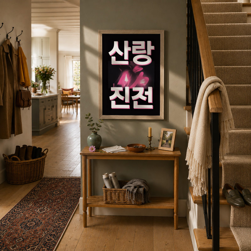 Korean Blooms Typography - Print, Oak, A4 - 29.7 x 21.0 cm