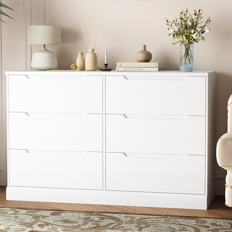 6 tiroirs, commode l 47,2 po, commode de chambre moderne pour placard et salon, blanc, Blanc