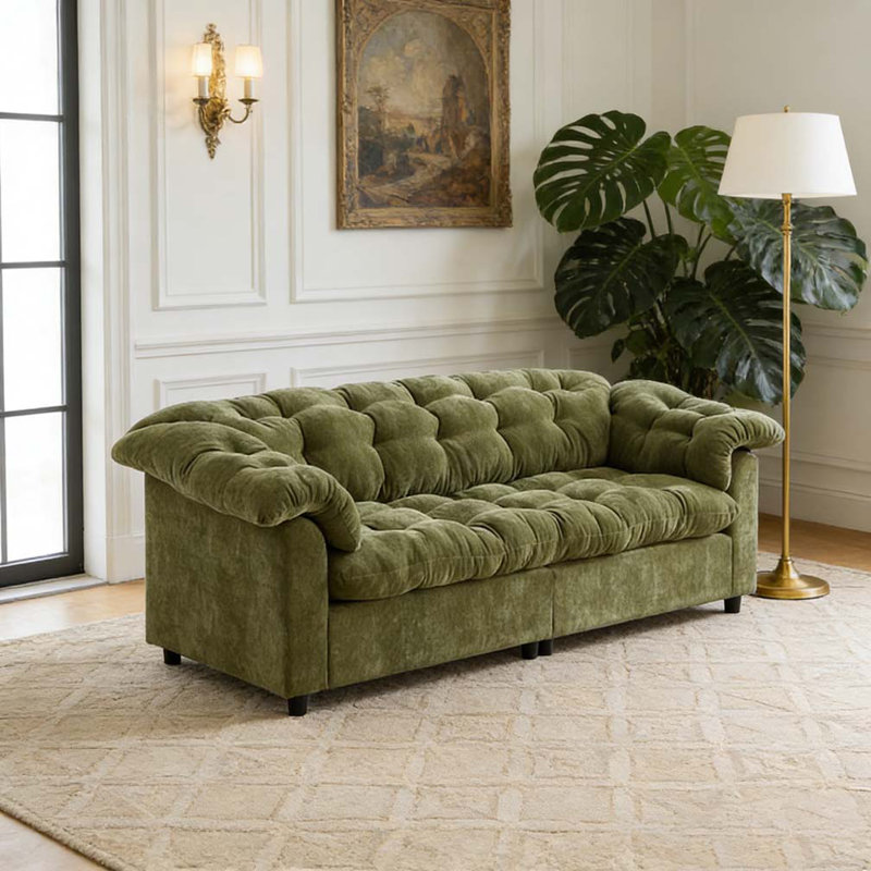 Canapé rembourré moelleux 94,8 po, Vert