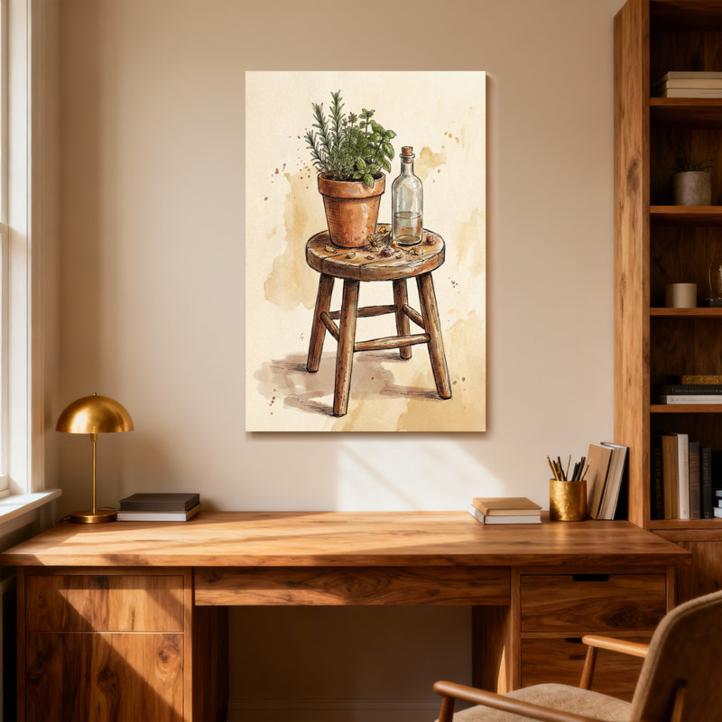 Tabouret avec plantes et fleurs