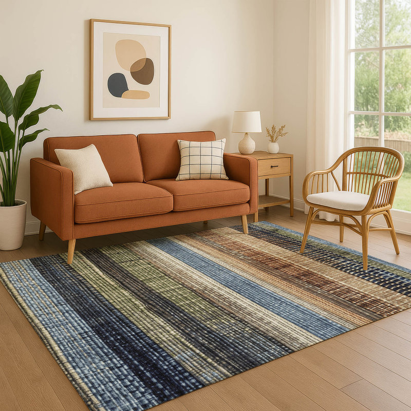 Premium Machine Washable Medena AMF1873 Stripes Rug, Rectangle 3' x 5'