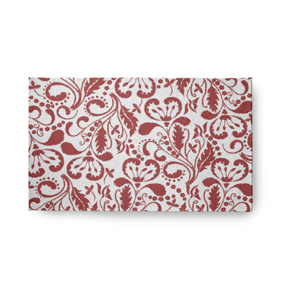 Tapis d'intérieur / extérieur en chenille tissé à la machine Bavita - rouge / blanc