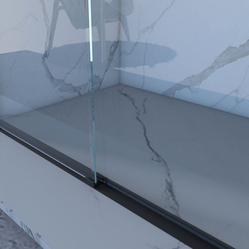Porte de salle de bain double coulissante, 56 - 60 "x 70", cadre en aluminium, verre trempé de 8 mm, noir mat, imperméable, porte de douche en aluminium à installation simple, quincaillerie noire, salle de bain, méthode rapide