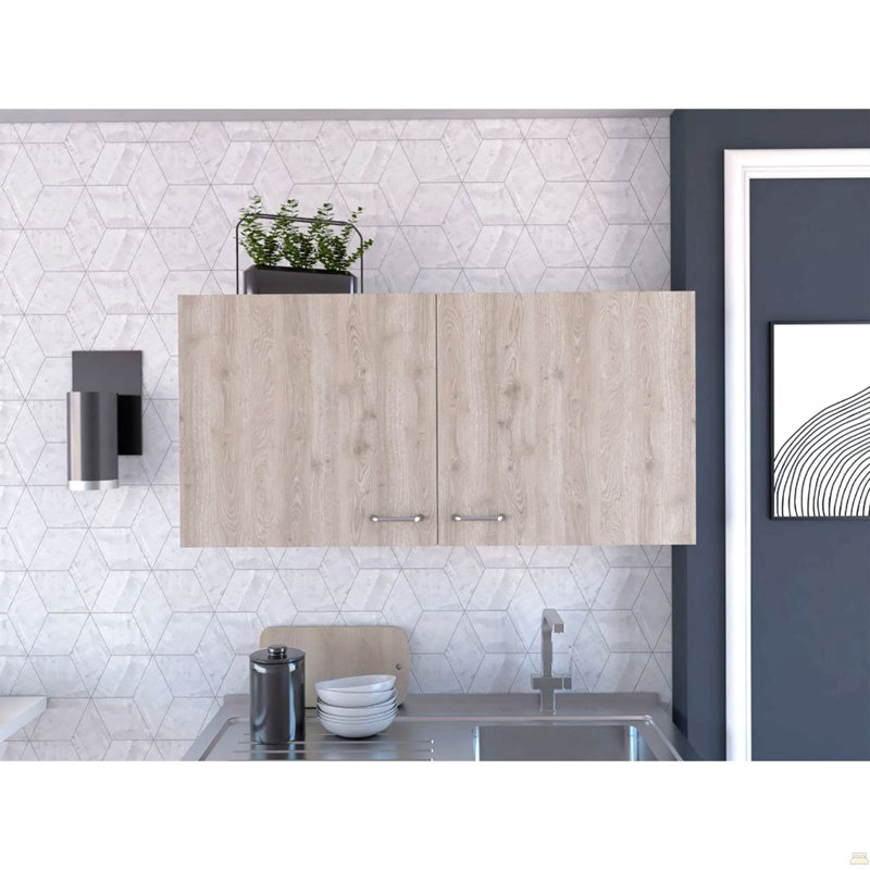 Armoire murale 2 portes 2 compartiments, Gris clair