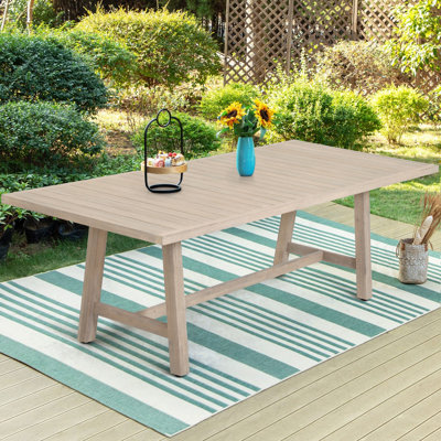 Ensemble de salle à manger de patio rectangulaire en bois d'acacia avec coussins