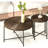 2 Table Collection - Dark Walnut, Waterproof , , Metal Legs Distressed Cylindrical Design Coffee And End Walnut Color, & Stable-768017597