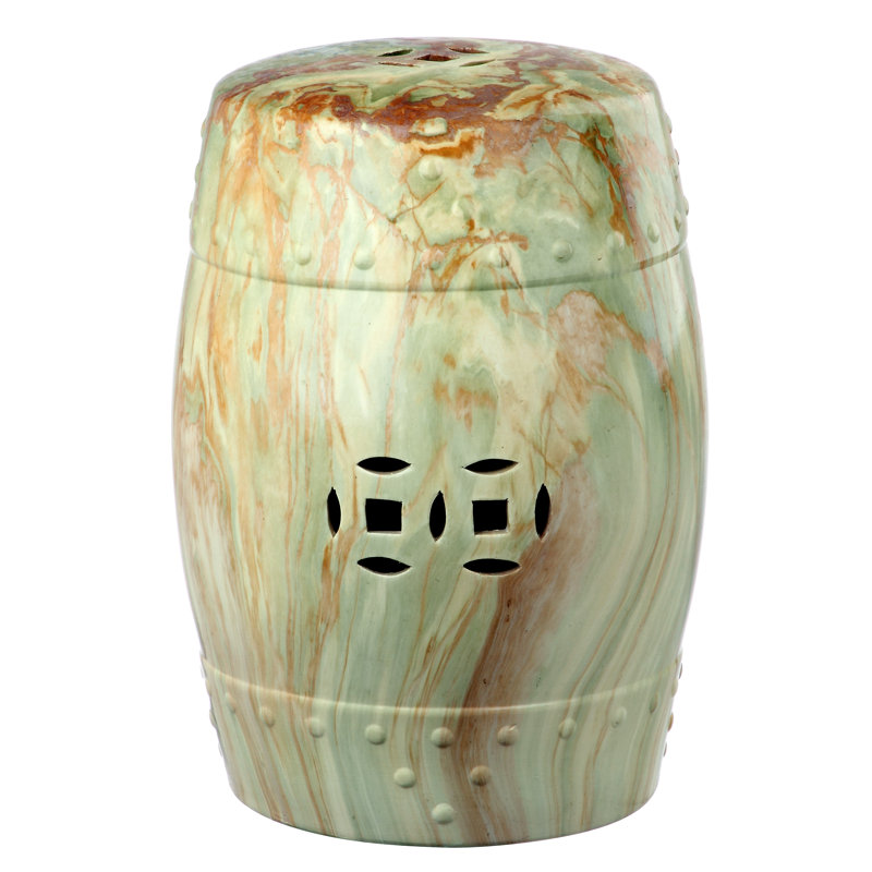 Tabouret de jardin Gittens, Green Multi Marble Finish