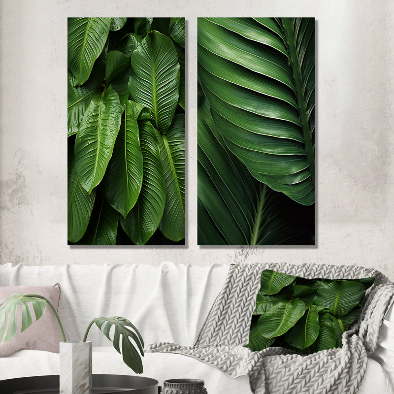 Emerald Exotic Embrace Palmscape - ensemble de 2 impressions de palmiers et palmiers, H 28 po x l 24 po