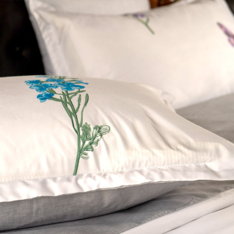 Housse de couette réversible en microfibre blanche / bleue 3 pièces, Housse de couette grand et 2 taies d'oreiller stan