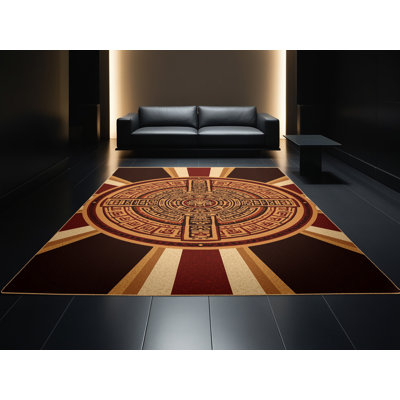 Tapis à motif géométrique doux en peluche d'inspiration mondiale Estaugh - brun clair