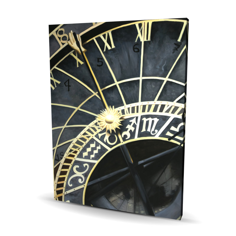 Horloge astrologique - typo et symboles décor de chambre à coucher sur toile
